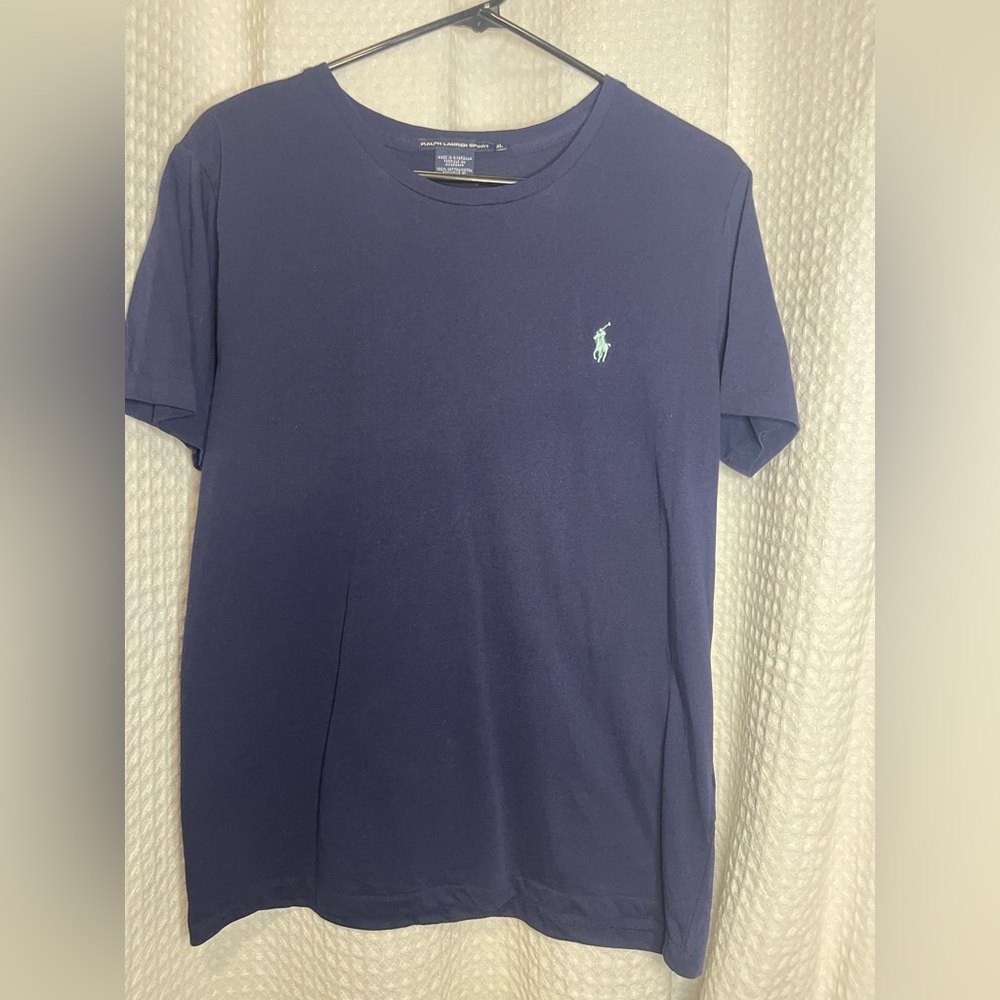 Ralph Lauren Navy Tee with Light Green Logo